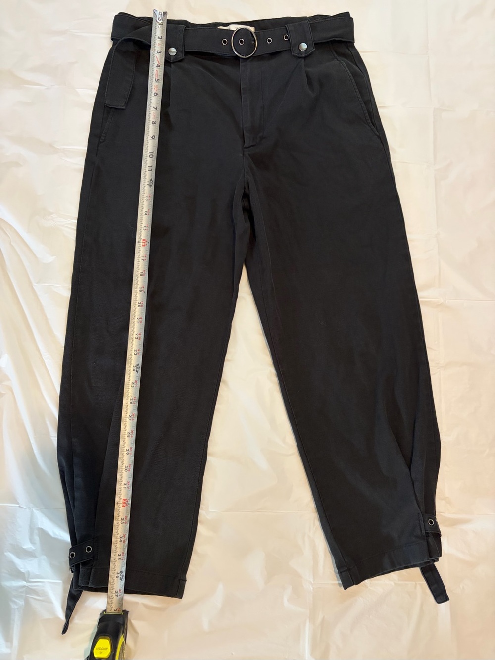 Zara Black Paperbag High-Rise Trousers with Belt